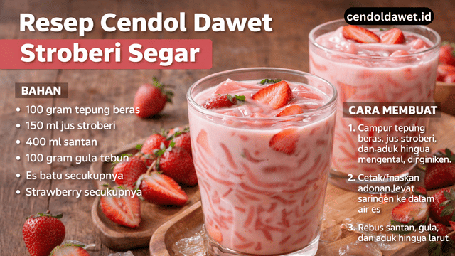 Resep Cendol Dawet Stroberi Segar, Manis Dingin Nagih