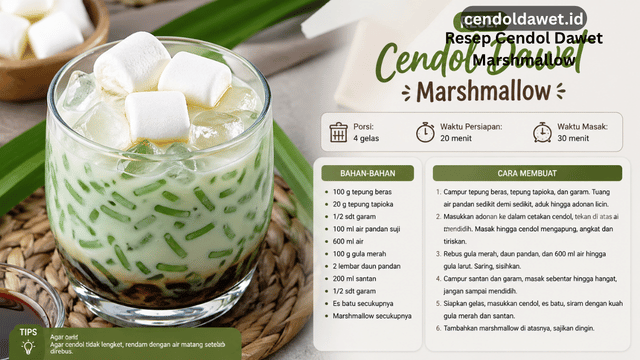 Resep Cendol Dawet Marshmallow, Segar Bikin Nagih